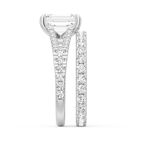 Emerald Cut Split Shank Moissanite Engagement Ring