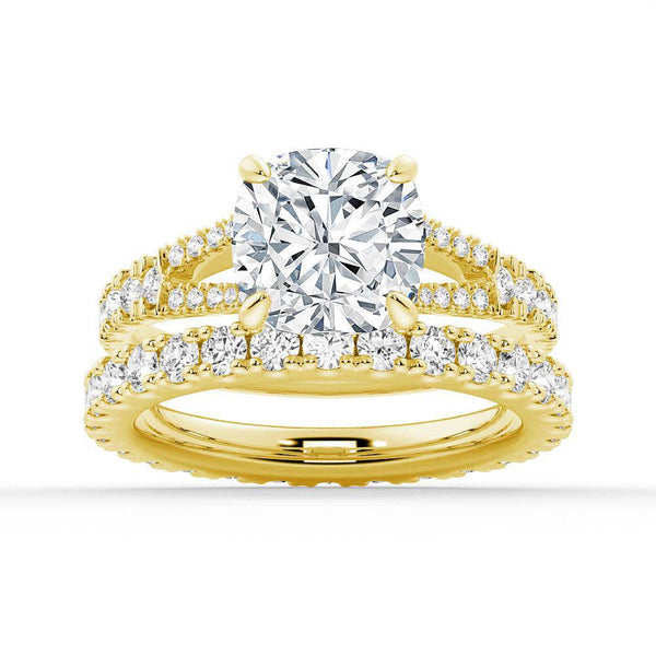 Cushion Cut Split Shank Moissanite Engagement Ring