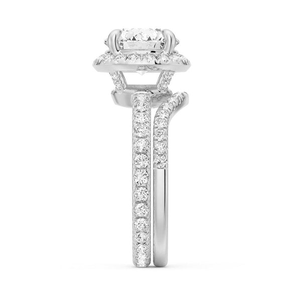 Round Brilliant Micropavé Halo Moissanite Engagement Ring