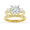 Three Stone Princess Shaped Moissanite Engagement Ring