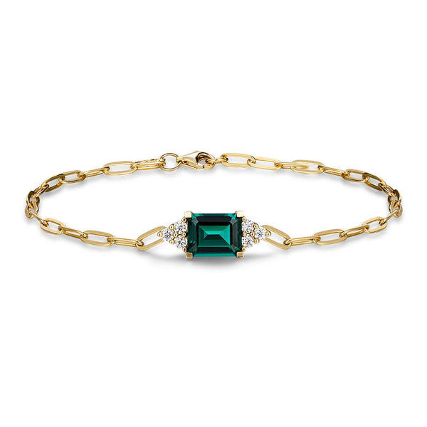 4 CT. Emerald Cut Emerald Paperclip Bracelet