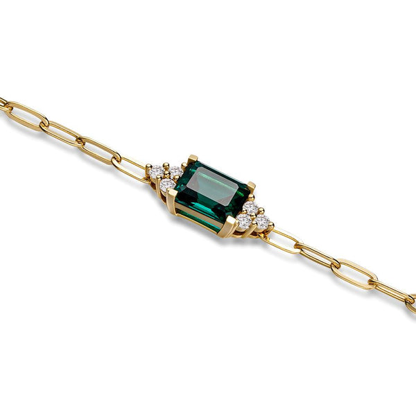 4 CT. Emerald Cut Emerald Paperclip Bracelet