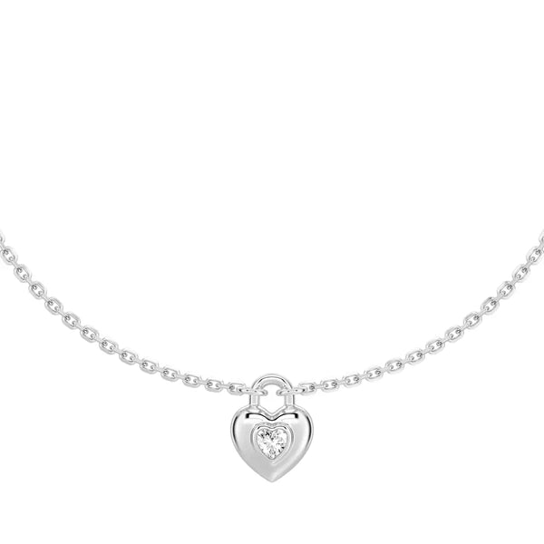 Love Lock Heart Bracelet with Solitaire Moissanite Charm