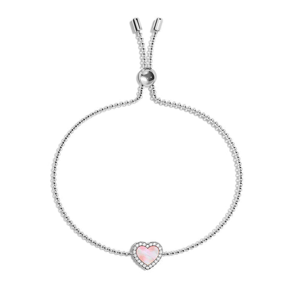 Pink Mother of Pearl & Moissanite Heart Bracelet