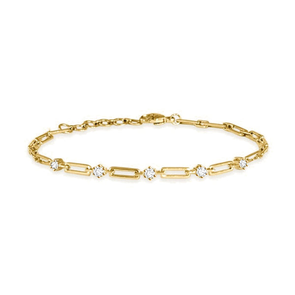 Moissanite Dotted Paperclip Chain Bracelet