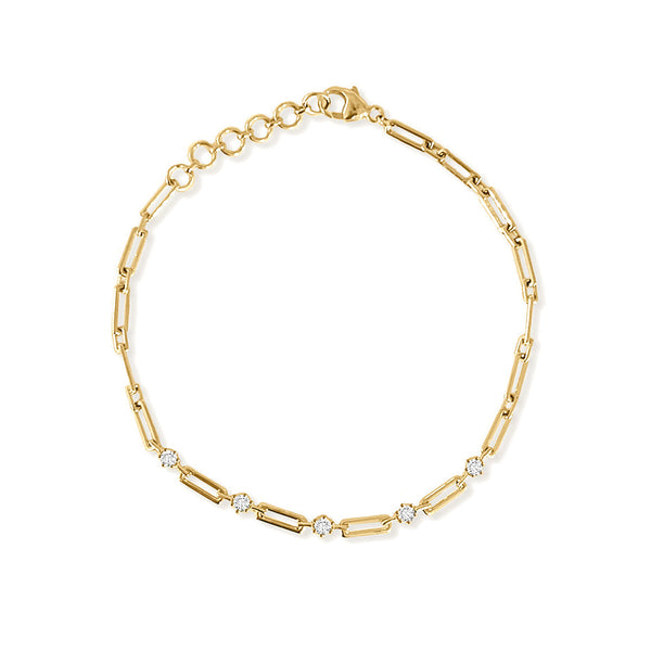 Moissanite Dotted Paperclip Chain Bracelet