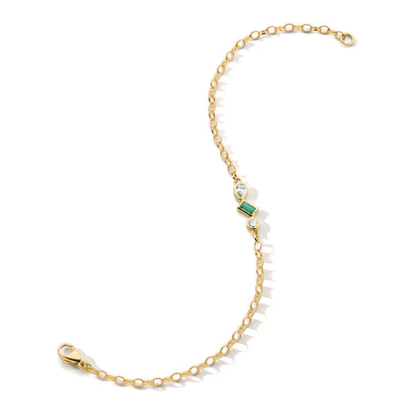 Emerald and Lab Grown Diamond Accented Chain Bracelet