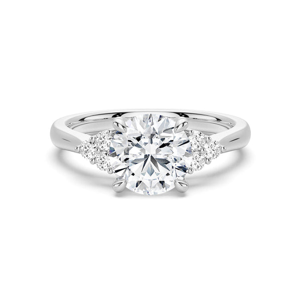 Round Moissanite Promise Ring with Tapered Side Accents