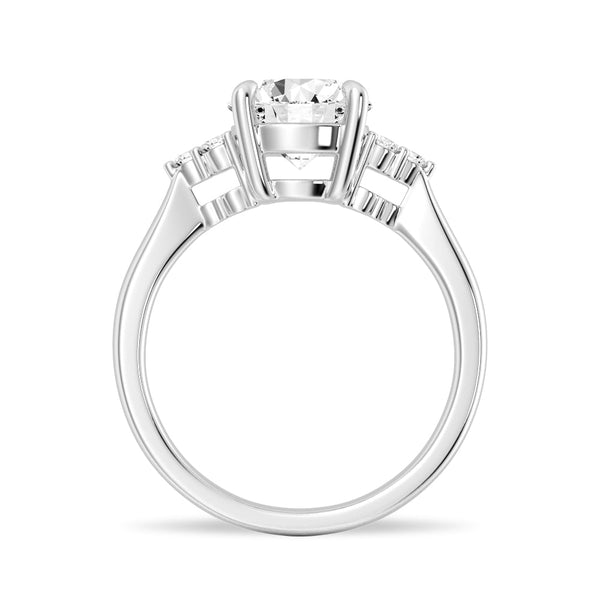 Round Moissanite Promise Ring with Tapered Side Accents