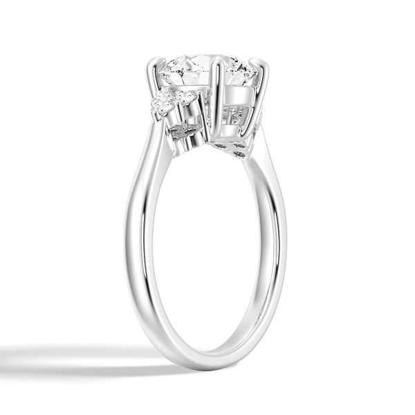 Round Moissanite Promise Ring with Tapered Side Accents