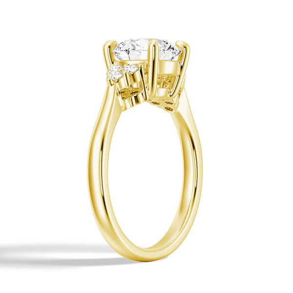 Round Moissanite Promise Ring with Tapered Side Accents