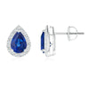 1.17 CT. Pear Shaped Sapphire Halo Stud Earrings