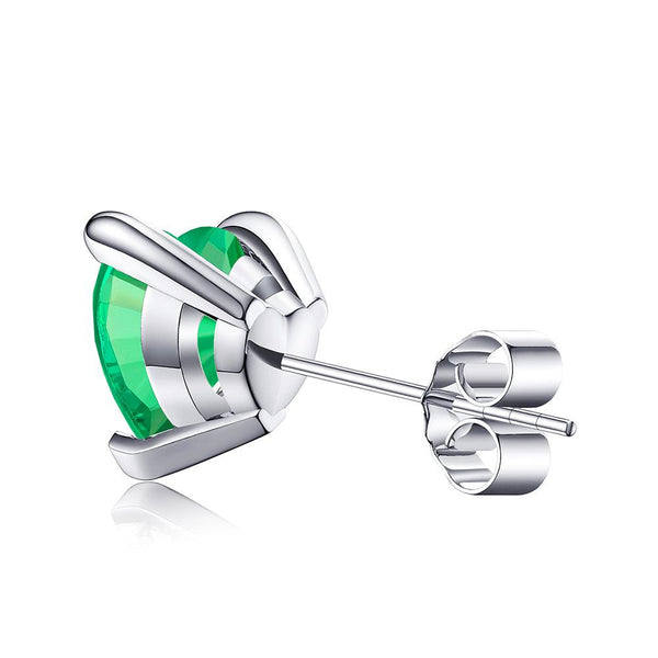 1 CT. Heart Shaped Birthstone Gemstone Stud Earrings