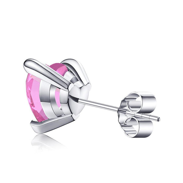 1 CT. Heart Shaped Birthstone Gemstone Stud Earrings