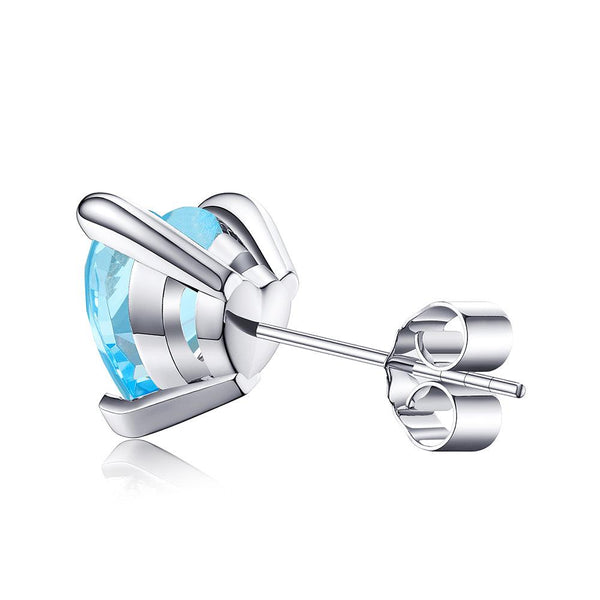 1 CT. Heart Shaped Birthstone Gemstone Stud Earrings