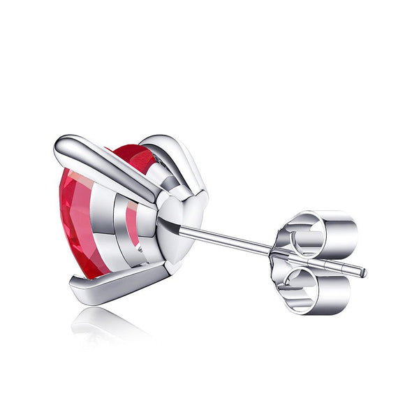 1 CT. Heart Shaped Birthstone Gemstone Stud Earrings