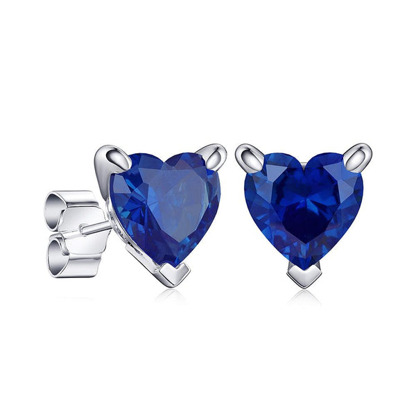 1 CT. Heart Shaped Birthstone Gemstone Stud Earrings