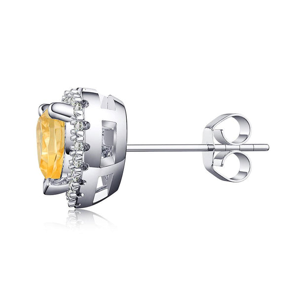 1 CT. Heart Shaped Birthstone Stud Earrings with Halo