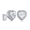1 CT. Heart Shaped Birthstone Stud Earrings with Halo