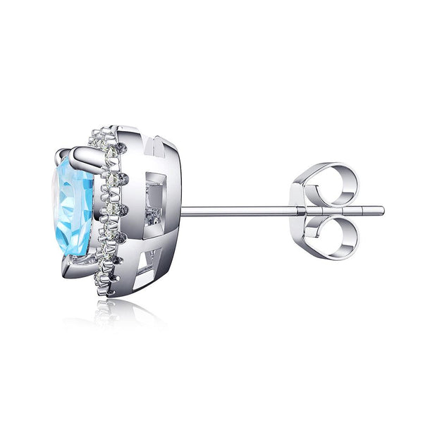 1 CT. Heart Shaped Birthstone Stud Earrings with Halo