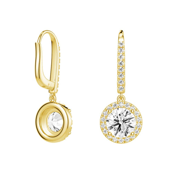 2.34 ctw Round Moissanite Pavé Halo Drop Earrings