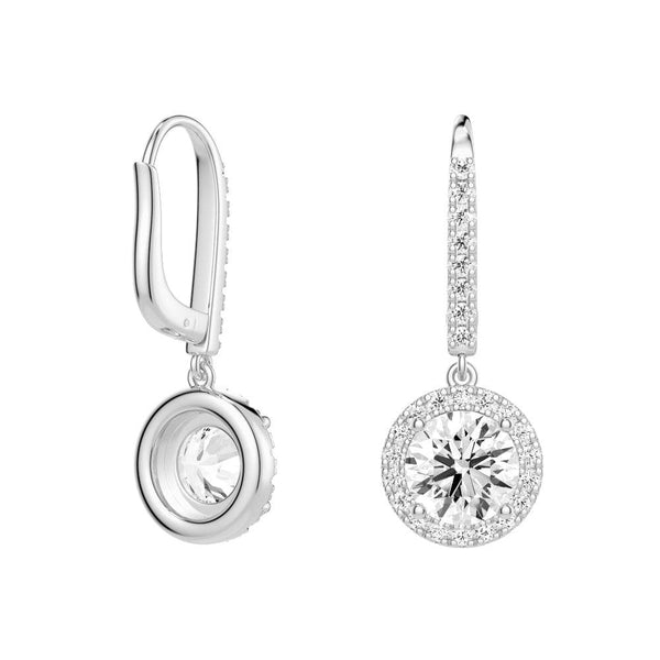 2.34 ctw Round Moissanite Pavé Halo Drop Earrings