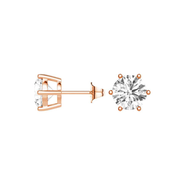 4 ctw Round Moissanite 6 Prong Stud Earrings
