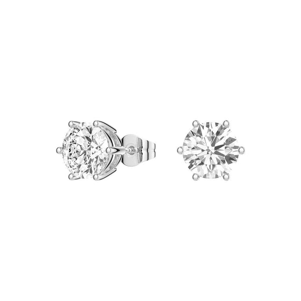 4 ctw Round Moissanite 6 Prong Stud Earrings