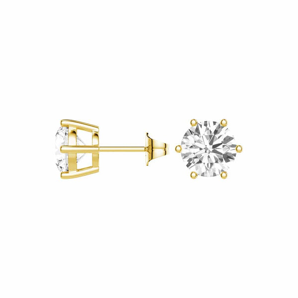 4 ctw Round Moissanite 6 Prong Stud Earrings