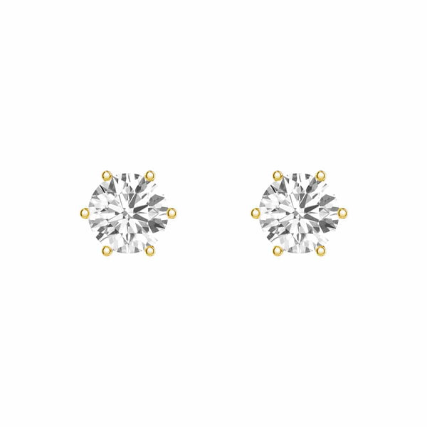 4 ctw Round Moissanite 6 Prong Stud Earrings