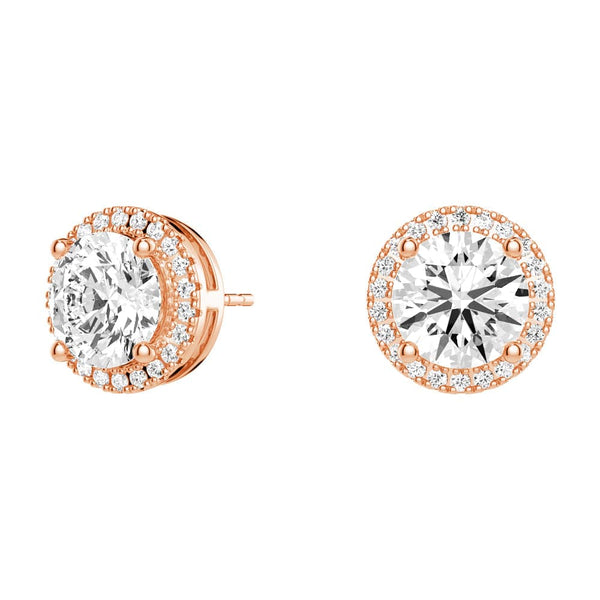 2.2 ctw Round Moissanite Pavé Halo Stud Earrings