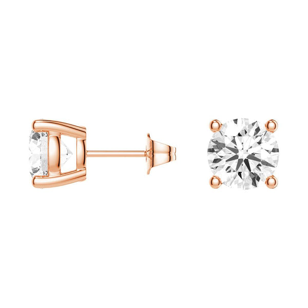2ctw Round Brilliant 4 Prong Solitaire Stud Earrings