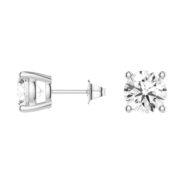 2ctw Round Brilliant 4 Prong Solitaire Stud Earrings