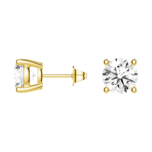 2ctw Round Brilliant 4 Prong Solitaire Stud Earrings