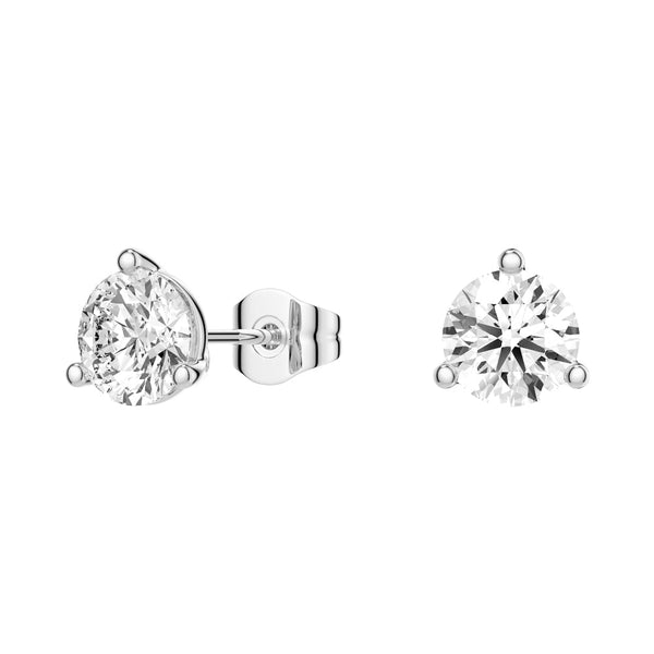 2 ctw Round Moissanite 3 Prong Solitaire Stud Earrings