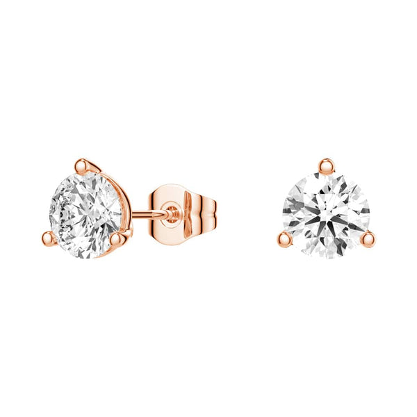 2 ctw Round Moissanite 3 Prong Solitaire Stud Earrings