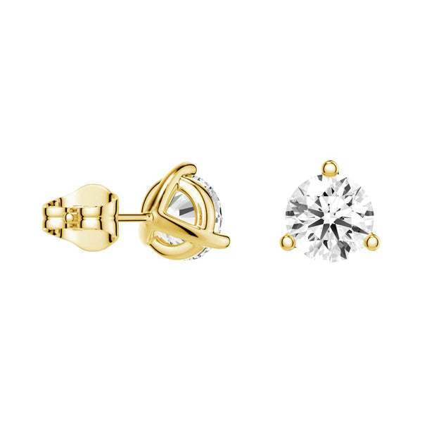 2 ctw Round Moissanite 3 Prong Solitaire Stud Earrings