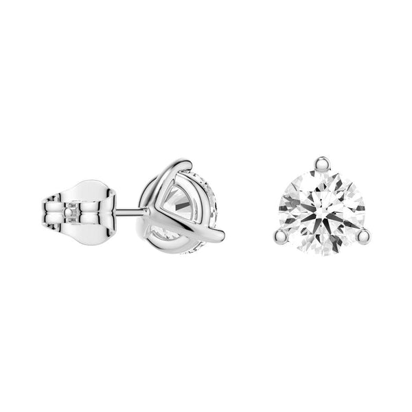 2 ctw Round Moissanite 3 Prong Solitaire Stud Earrings