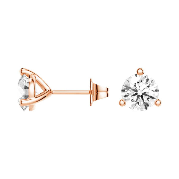 2 ctw Round Moissanite 3 Prong Solitaire Stud Earrings