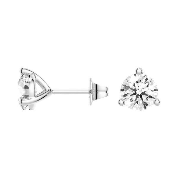 2 ctw Round Moissanite 3 Prong Solitaire Stud Earrings