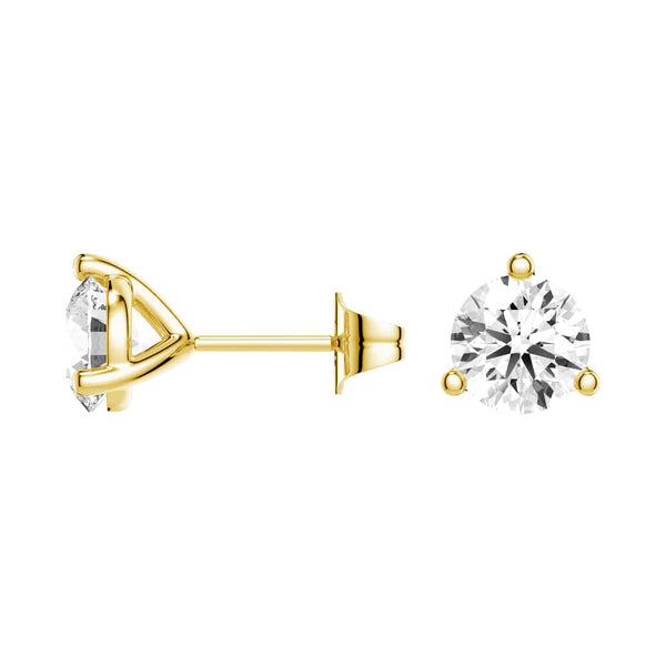 2 ctw Round Moissanite 3 Prong Solitaire Stud Earrings