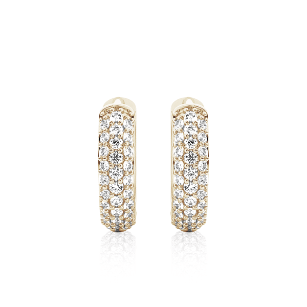 Round Three Row Pave Hoop Earrings Pavé Moissanite Hoop Earrings