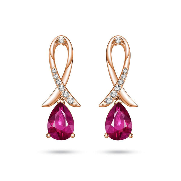 "You Are Supported And Protected" Pink Sapphire Earrings With Pavé Ribbon