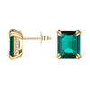 10 Ctw Double Prong Set Emerald Cut Emerald Stud Earrings