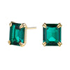 10 Ctw Double Prong Set Emerald Cut Emerald Stud Earrings