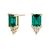 4 Ctw Emerald Cut Emerald Stud Earrings With Trio Moissanite Diamonds