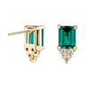 4 Ctw Emerald Cut Emerald Stud Earrings With Trio Moissanite Diamonds