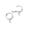 Huggie Hoop Earrings with Solitaire Drop