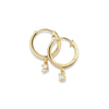 Huggie Hoop Earrings with Solitaire Drop