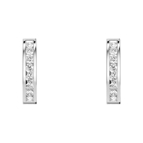 Round Cut Moissanite Channel Set Hoop Earrings
